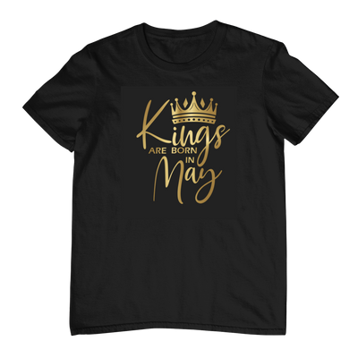 Kings Are Born In May - Black Gold Crown T-Shirt