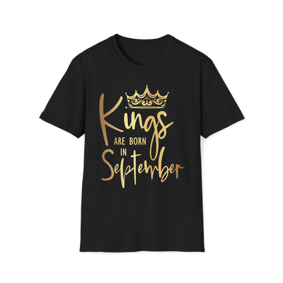 Kings Are Born In September - Black Gold Crown T-Shirt