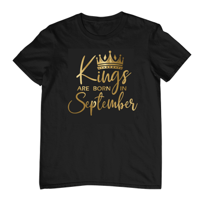 Kings Are Born In September - Black Gold Crown T-Shirt